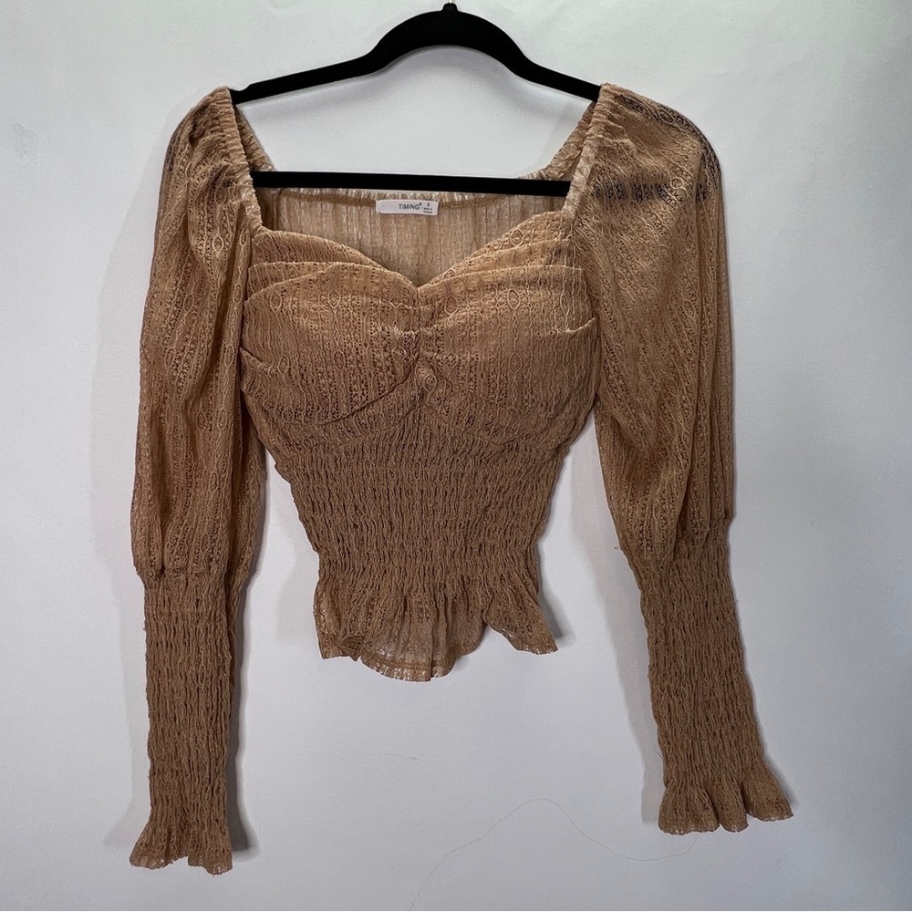 LACE Crop Top Long Sleeve Ruffle Size S